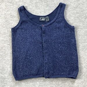 Vintage Lizwear Blue Metallic Buttondown Knit Vest Sz. S